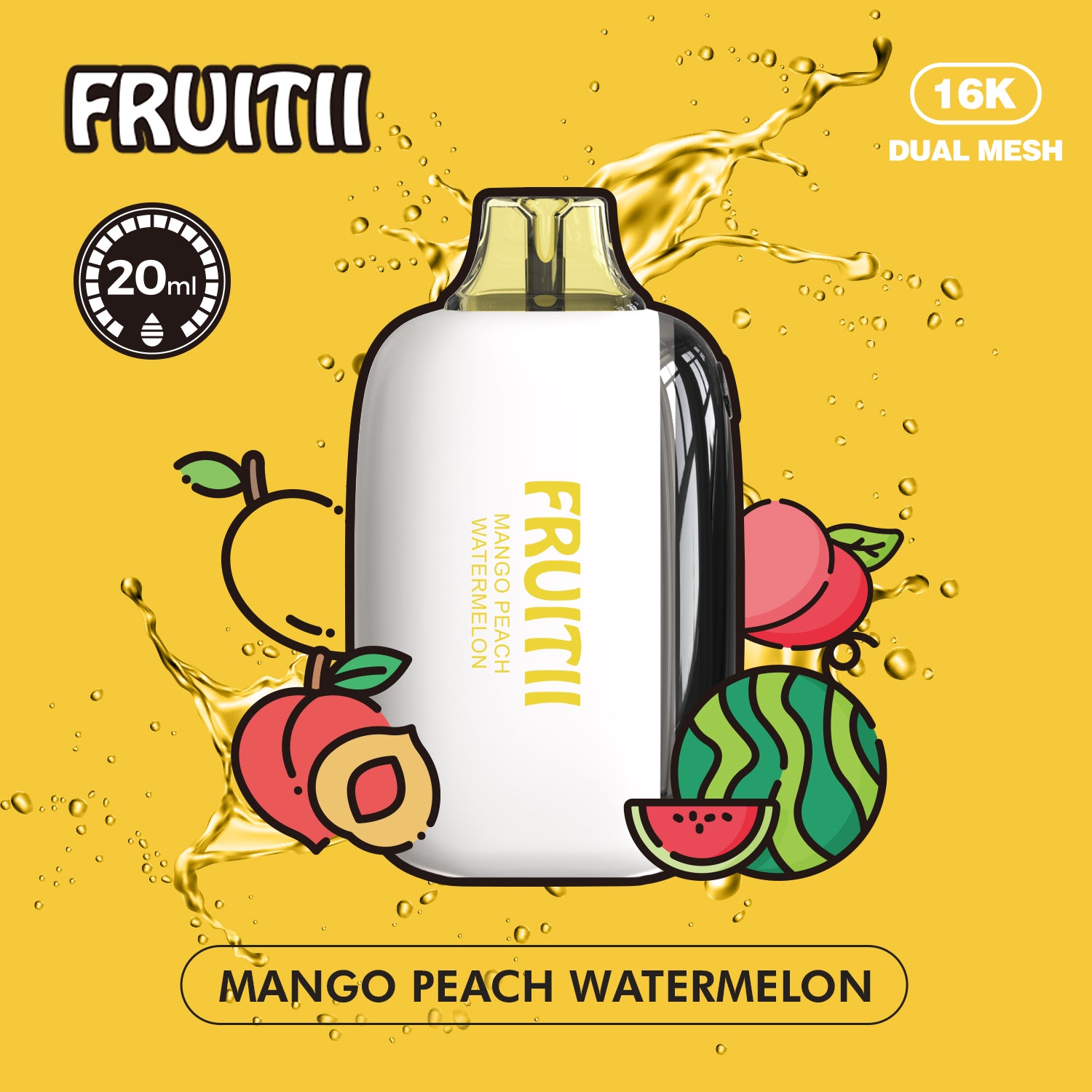 Fruitii 16k (16000) Disposable Vape Mango Peach Watermelo